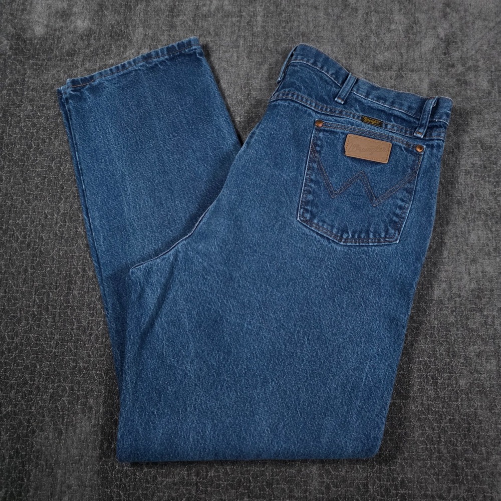 Wrangler 31MWZPW Cowboy Cut Relaxed Fit Blue Jeans Mens 42x34 Rodeo Western